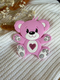 Jouet de dentition ours fuchsia en silicone