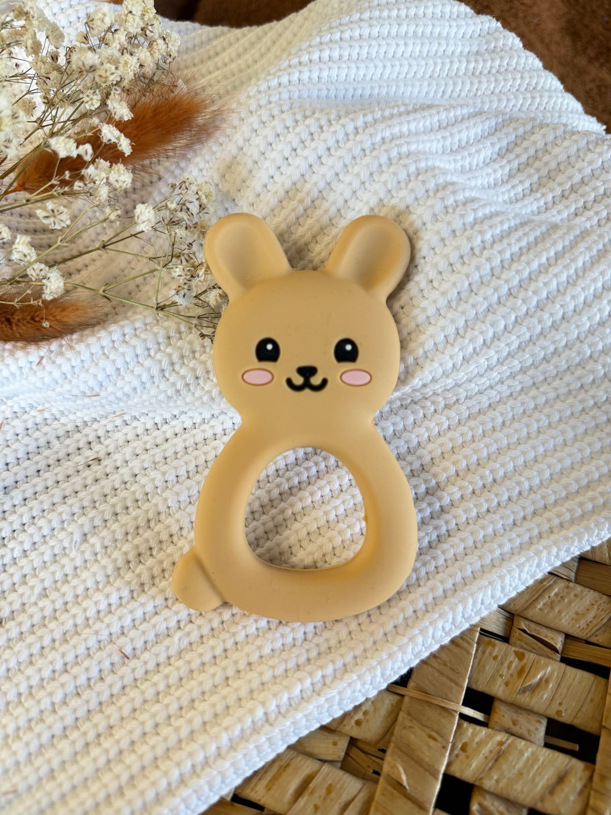 Jouet de dentition lapin beige en silicone