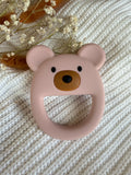 Jouet de dentition ours rose poudré en silicone