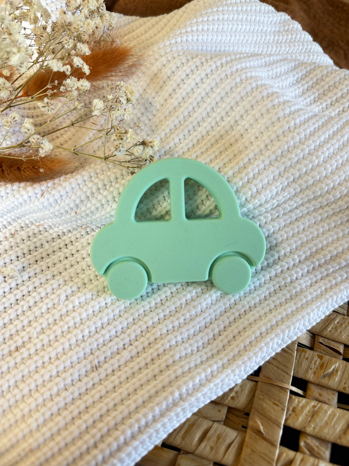 Jouet de dentition voiture menthe en silicone