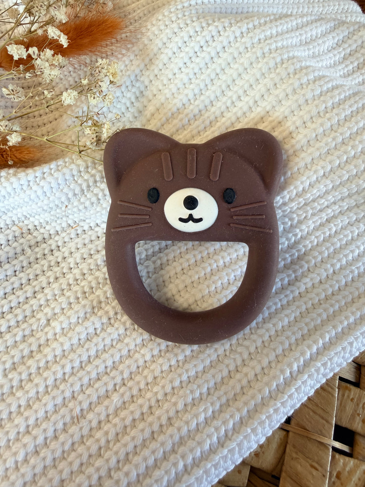 Jouet de dentition chat marron en silicone