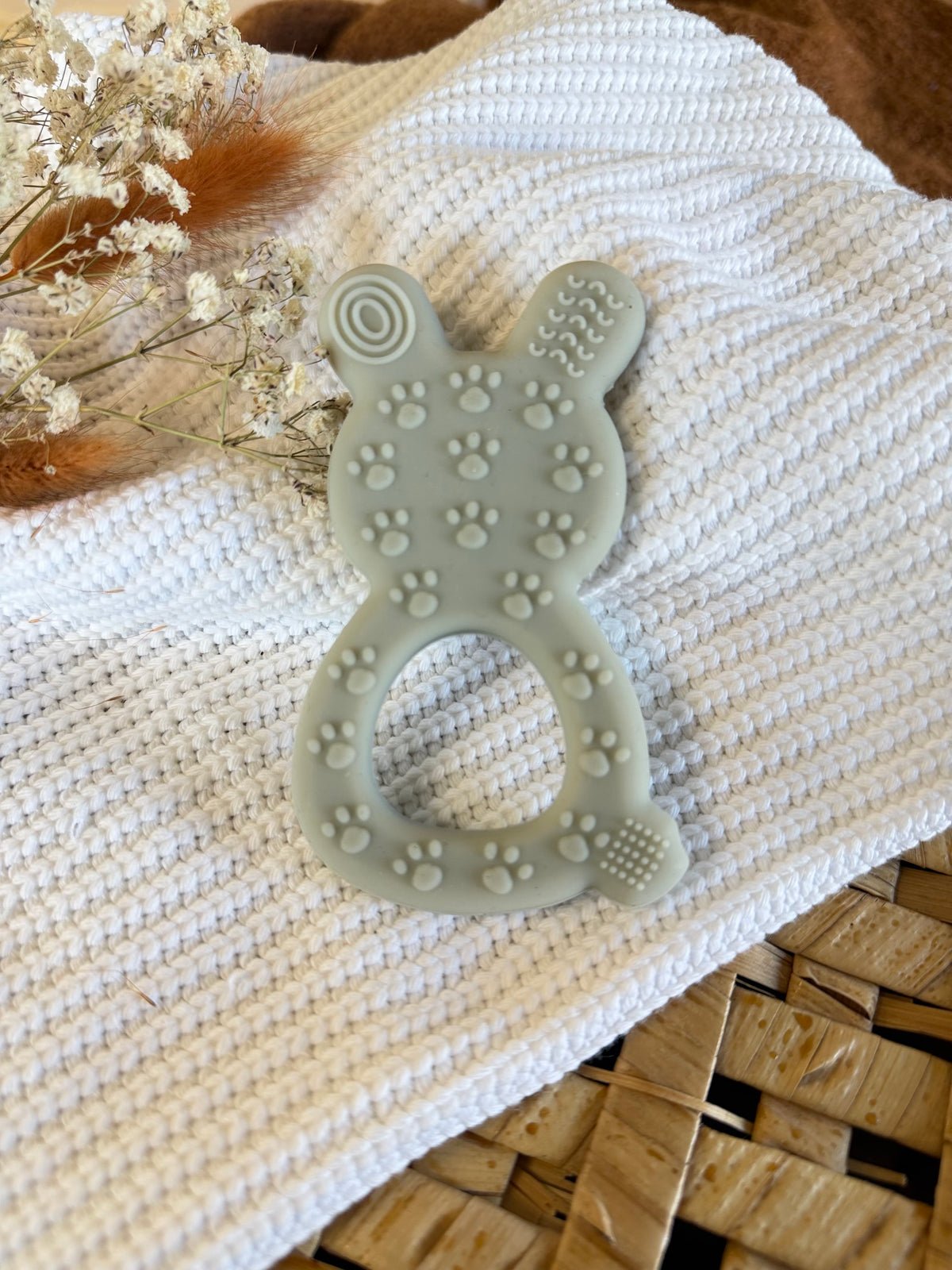 Jouet de dentition lapin gris en silicone