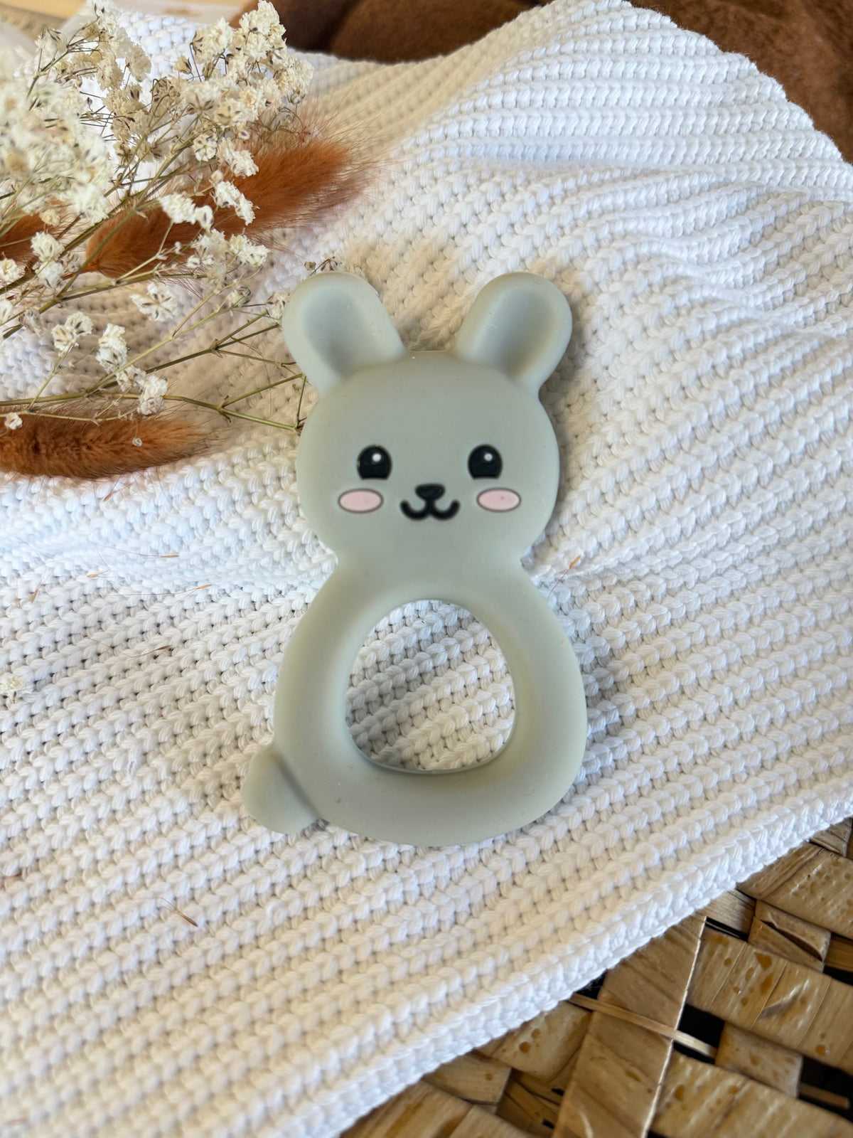 Jouet de dentition lapin gris en silicone