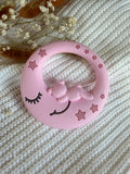 Jouet de dentition lune rose en silicone