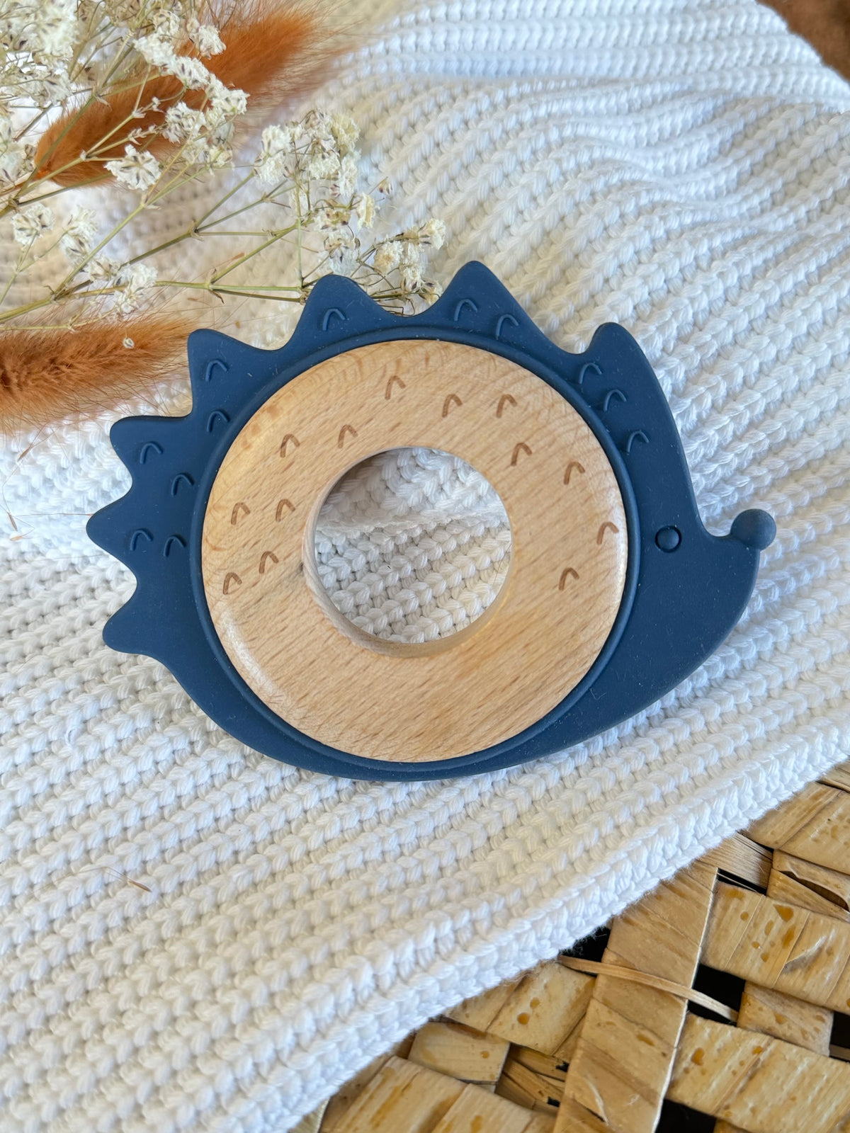 Jouet de dentition hérisson bleu marine