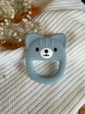 Jouet de dentition chat bleu en silicone