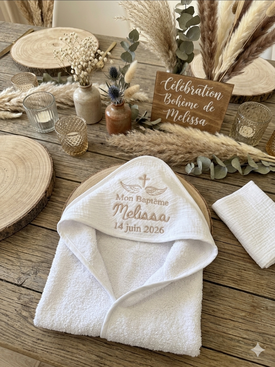 Cape de bain de Baptême personnalisée