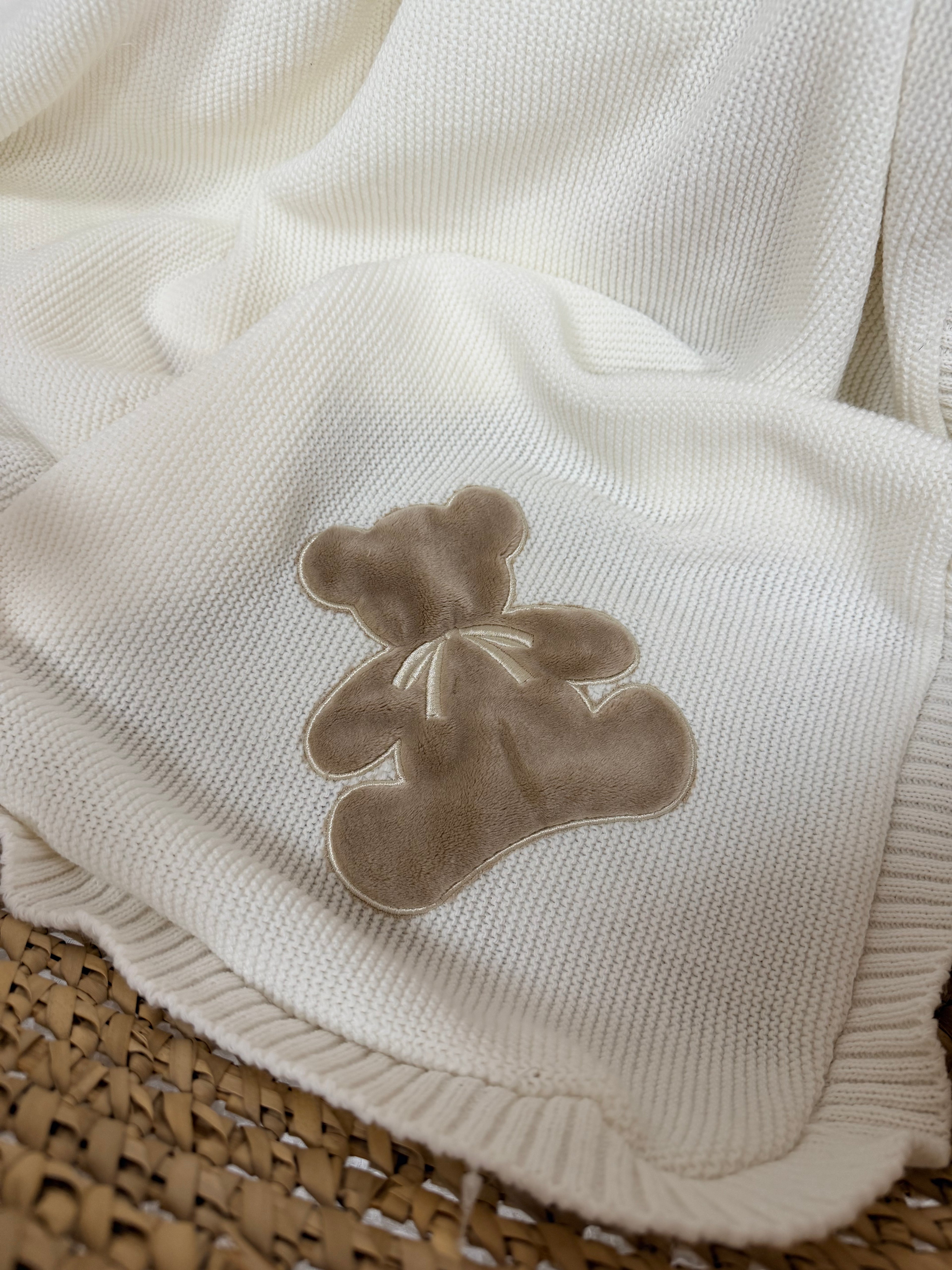 Plaid écru ,ourson beige